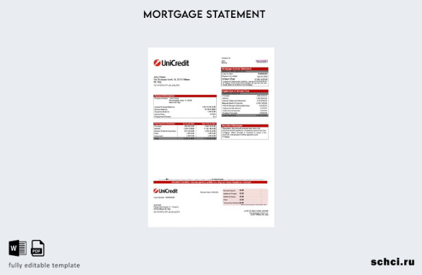 цифровая загрузка Италия Выписка по ипотеке UniCredit Шаблон в формате Word и PD